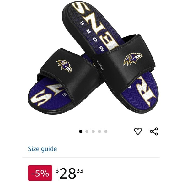 Brand New FOCO Baltimore Ravens NFL Colorblock GEL Slides Sandals Sz 13/14 NwT main image 5